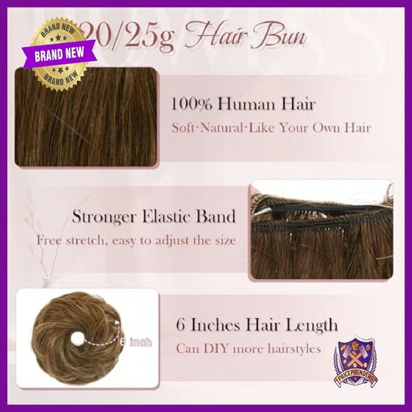 Human Hair Bun Extension 25g Straight Tousled Updo Ponytail Piece